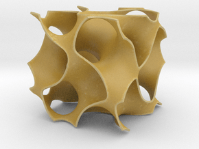 Gyroid surface in Tan Fine Detail Plastic
