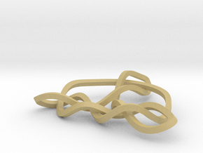 3D Mobius Trinity Knot in Tan Fine Detail Plastic