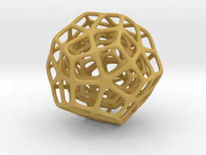 Double Dodecahedron Silver in Tan Fine Detail Plastic