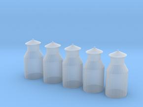 20 Liter Milchkanne 5x für HO 1:87 in Clear Ultra Fine Detail Plastic