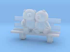 Bears on bench in Clear Ultra Fine Detail Plastic