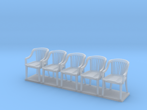 Miniature 1:48 Bankers Chairs (5) in Clear Ultra Fine Detail Plastic