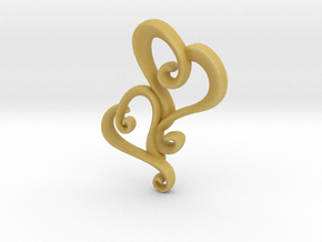 Swirly Hearts Pendant/Keychain in Tan Fine Detail Plastic