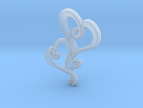 Swirly Hearts Pendant/Keychain in Clear Ultra Fine Detail Plastic