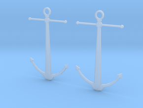 Anchor Earrings in Clear Ultra Fine Detail Plastic