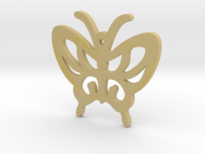 Butterfly Pendant in Tan Fine Detail Plastic