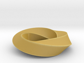 Mobius Loop - Square 3/4 twist in Tan Fine Detail Plastic