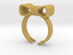 Don't Forget Me Bow Ring in Tan Fine Detail Plastic