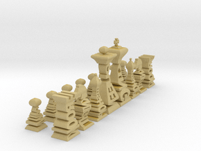 Mini Typographical Chess Set in Tan Fine Detail Plastic
