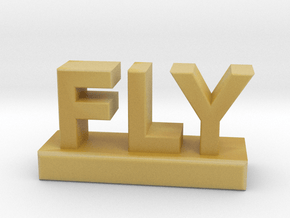 FLY - the word. in Tan Fine Detail Plastic