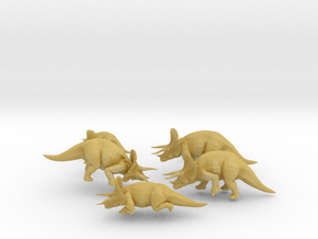 Triceratops Herd (with 1 sedated) in N Scale in Tan Fine Detail Plastic
