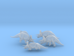Triceratops Herd (with 1 sedated) in N Scale in Clear Ultra Fine Detail Plastic