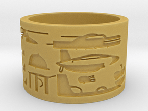 Helicopter & UFOs at Abydos #1 Ring Size 9 in Tan Fine Detail Plastic