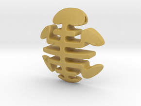 Abstract Turtle Pendant in Tan Fine Detail Plastic