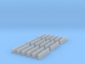 18 Jersey Barriers for 6mm, 1/300 or 1/285 in Clear Ultra Fine Detail Plastic