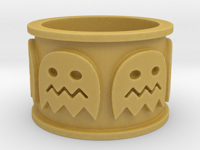 Pac-man inspired Ring Size 7 in Tan Fine Detail Plastic