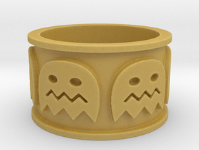 Pac-man inspired Ring Size 10 in Tan Fine Detail Plastic