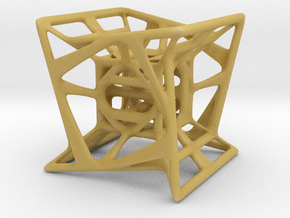 Hypercube in Tan Fine Detail Plastic
