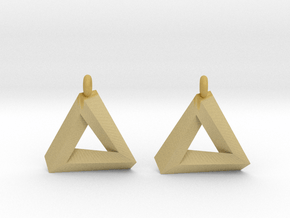 Penrose Triangle - Earrings (17mm) in Tan Fine Detail Plastic