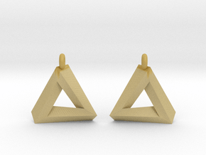 Penrose Triangle - Earrings (17mm | 1x mirrored) in Tan Fine Detail Plastic