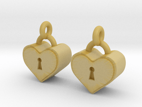 Heartlock Earrings in Tan Fine Detail Plastic