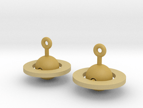 Saturn - Rotating Earrings (realistic scale) in Tan Fine Detail Plastic