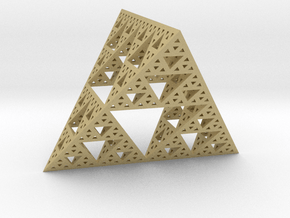 Geometric Sierpinski Tetrahedron level 4 in Tan Fine Detail Plastic