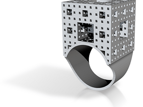 Menger Ice Cube Ring - 21mm Diameter in Clear Ultra Fine Detail Plastic