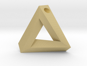 Penrose Triangle - Pendant (3.5cm | 3mm hole) in Tan Fine Detail Plastic