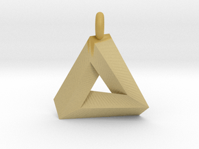 Penrose Triangle - Pendant (3cm | 3.5mm O-Ring) in Tan Fine Detail Plastic