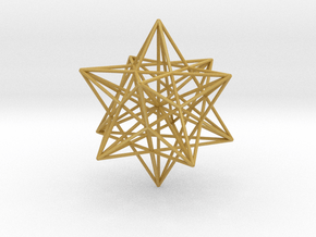 Stellated Dodecahedron with axes - 50mm in Tan Fine Detail Plastic