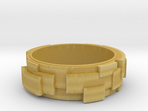 Block Ring in Tan Fine Detail Plastic