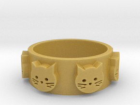 Ring of Seven Cats Ring Size 7 in Tan Fine Detail Plastic