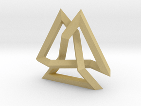 Trefoil Knot inside Equilateral Triangle (Medium) in Tan Fine Detail Plastic