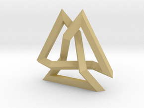 Trefoil Knot inside Equilateral Triangle (Small) in Tan Fine Detail Plastic
