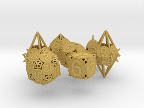 Swords and Shields D&D Dice set with Decader in Tan Fine Detail Plastic