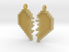 Pixel Heart Friendship Pendant in Tan Fine Detail Plastic