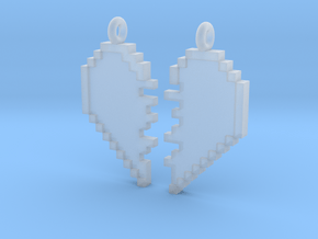 Pixel Heart Friendship Pendant in Clear Ultra Fine Detail Plastic