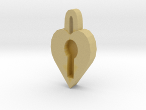 lock heart pendant more printable in Tan Fine Detail Plastic