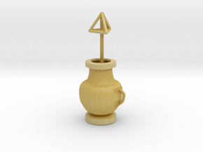 Pot with Tetrahedron in Tan Fine Detail Plastic