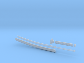 Katana - 1:6 scale - Curved Blade - Tsuba in Clear Ultra Fine Detail Plastic