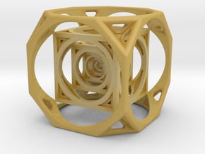 3D Cube paperweight  in Tan Fine Detail Plastic