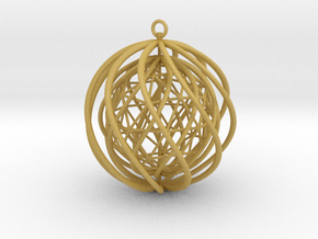 Suspended Icosahedron Ornament in Tan Fine Detail Plastic