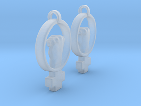 Womens Rights Symbol Earrings in Clear Ultra Fine Detail Plastic