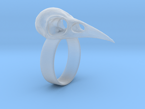 Realistic Raven Skull Ring - Size 7 in Clear Ultra Fine Detail Plastic