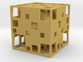 Undead Cube Sphere Menger F27 in Tan Fine Detail Plastic