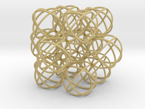 Packed Spheres Cuboctahedron in Tan Fine Detail Plastic