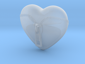 Leather Zipped Heart Pendant in Clear Ultra Fine Detail Plastic