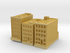 New York Set 1 Houses of 1 x 2 set of 3 in Tan Fine Detail Plastic