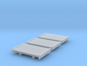 8ft Narrow Gauge Flat Wagon (x3) in Clear Ultra Fine Detail Plastic